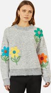 Yumi Striped Floral Applique Sweater