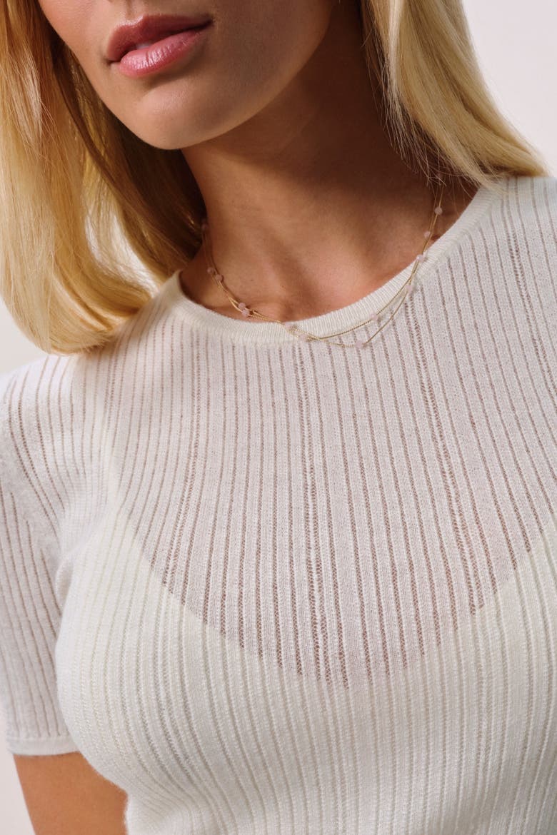 ETTA TRELLIS CASHMERE TEE, Alternate, color, Ecru
