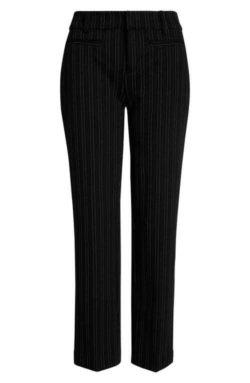 Liverpool Los Angeles Holly Stripe Welt Pocket Straight Leg Pants In Black