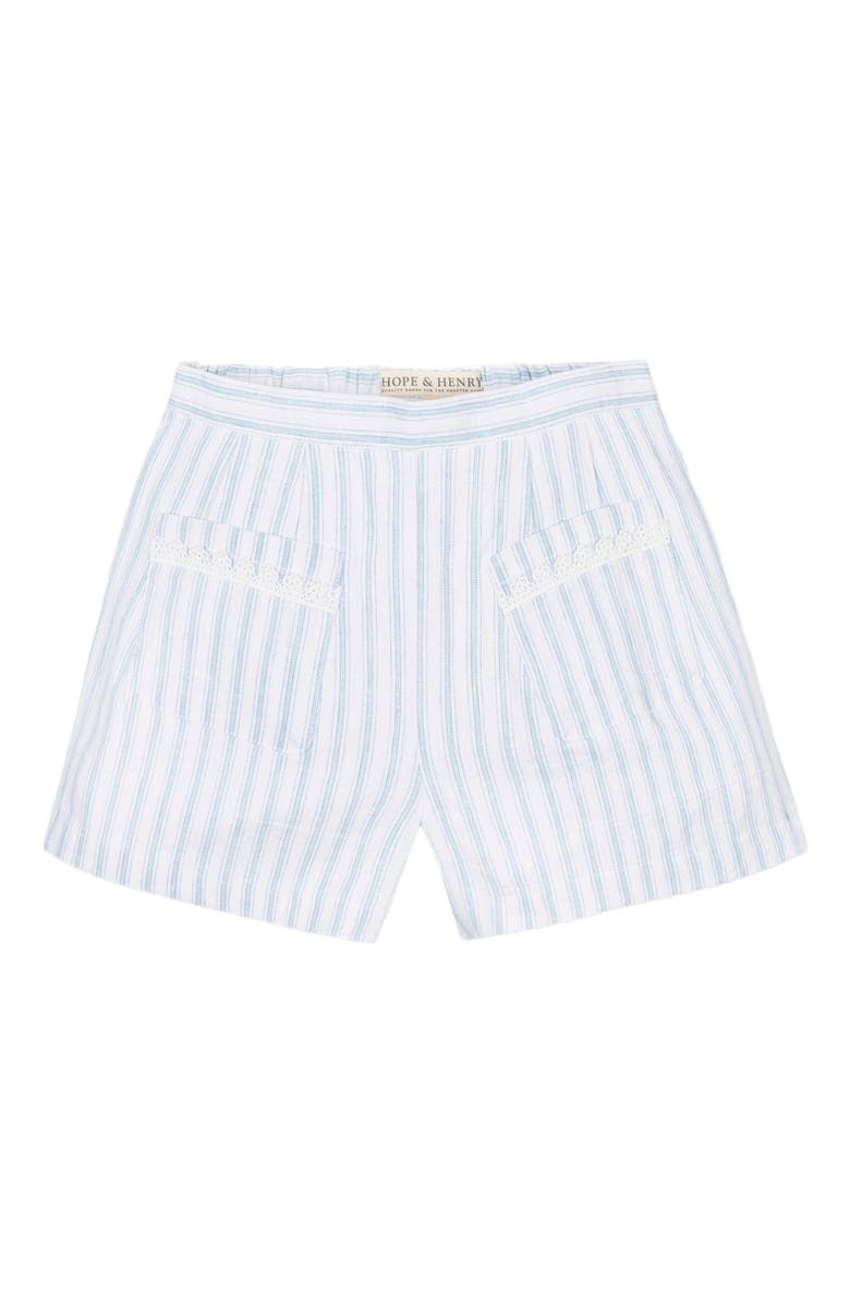 Hope & Henry Girls' Pull-On Flat Front Linen Short, Toddler, Alternate, color, Riviera Stripe