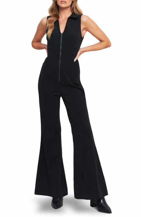 FLYING TOMATO Sleeveless Corduroy Flare Jumpsuit