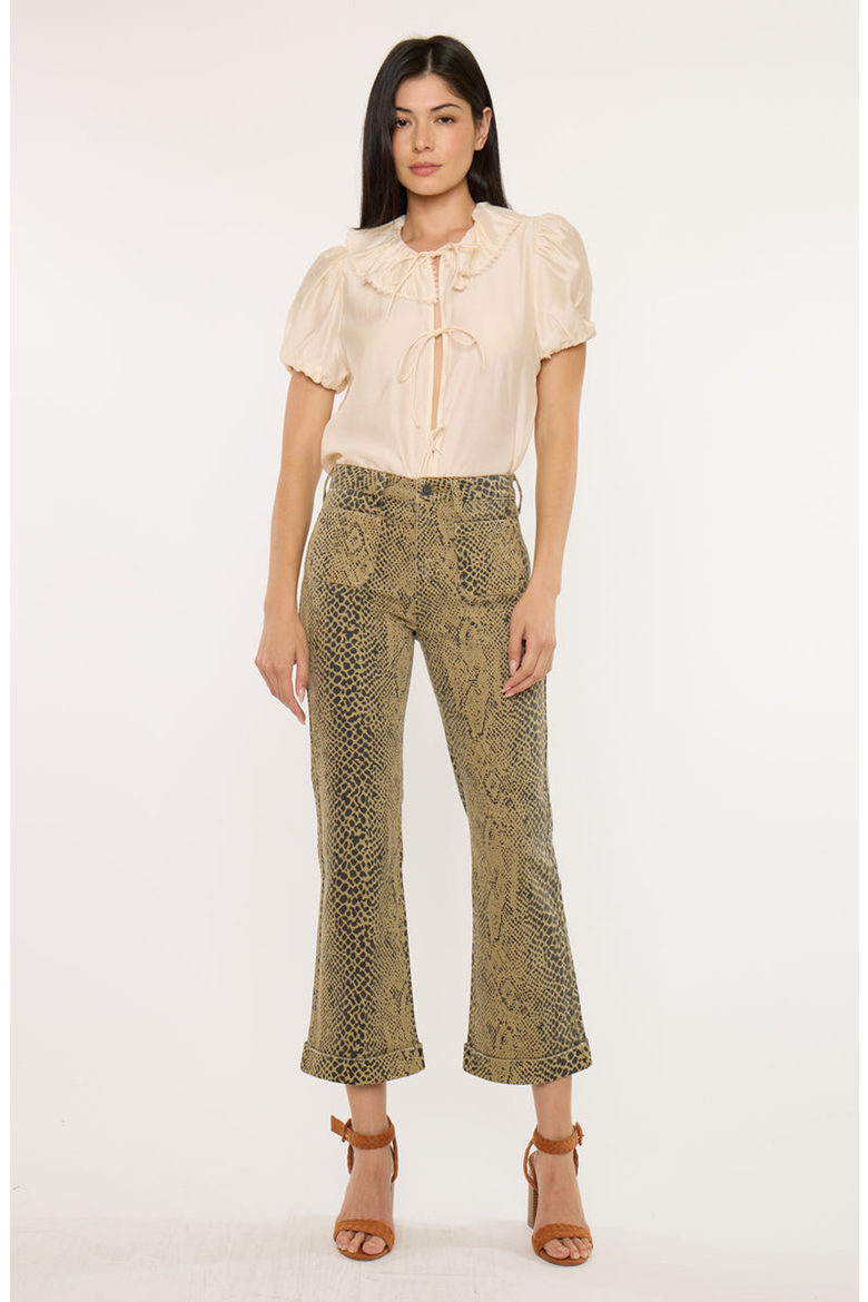 Natalie High Rise Crop Flare Jeans, Alternate, color, Python Print