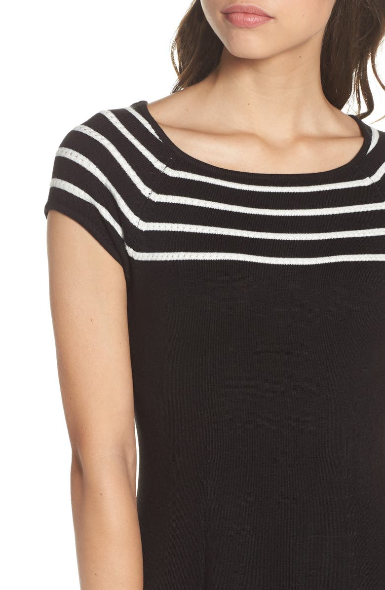Eliza J Stripe Knit Flared Dress, Alternate, color, 