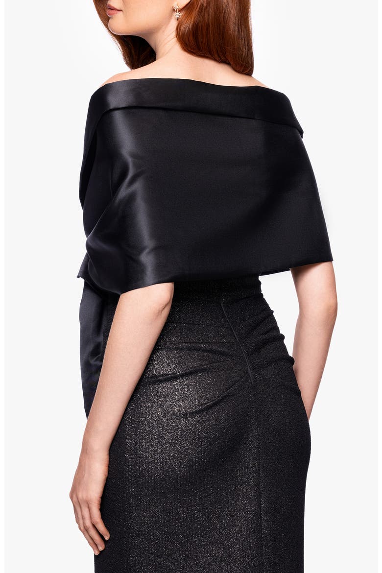 Satin Shawl Wrap, Alternate, color, BLACK