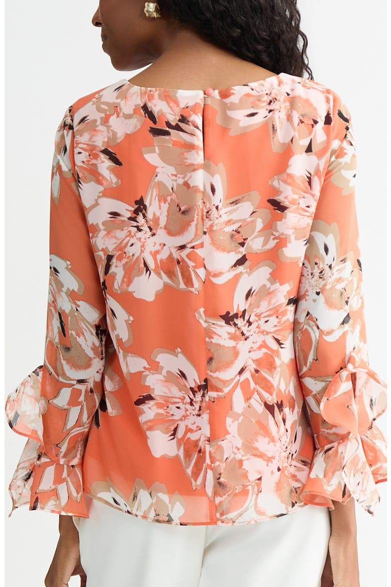 Print Ruffle Sleeve Top, Alternate, color, MANDARIN MULTI