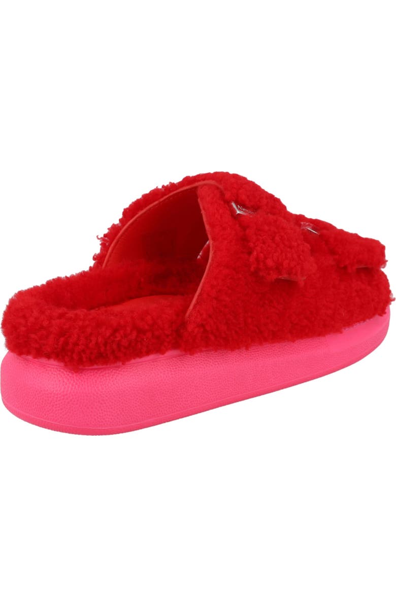 McQueen Genuine Shearling Slide Sandal, Alternate, color, Red Pink Silver
