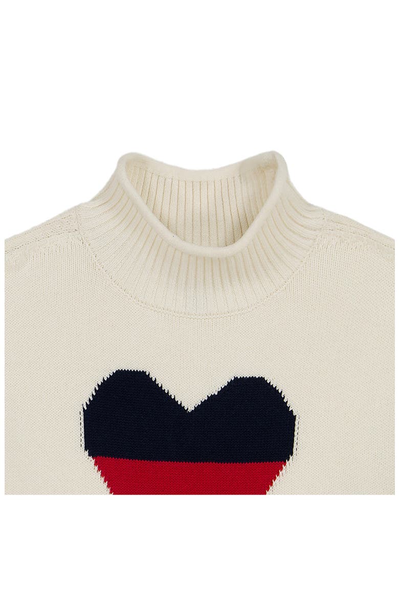 Kids' Heart Flag Roll Neck Sweater, Alternate, color, NATURAL