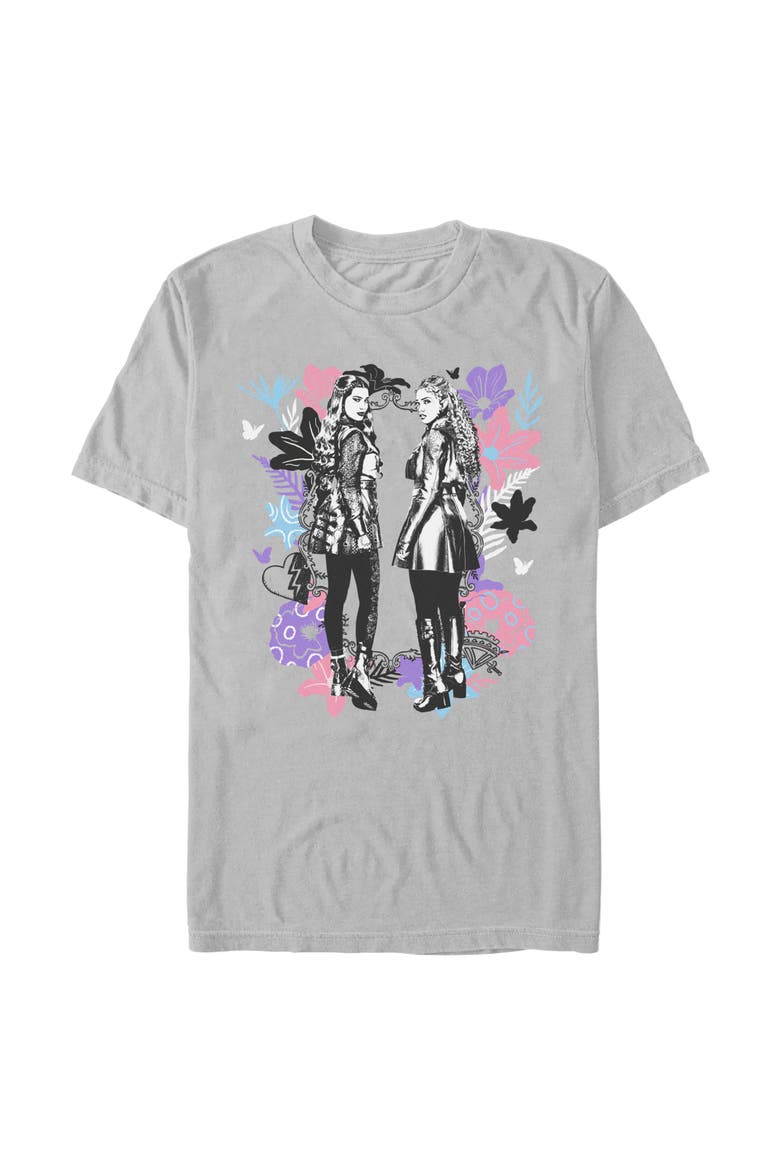 Men's Descendants Wicked Wonderland Chloe and Red Sketch  Graphic T-Shirt, Main, color, Ice Grey