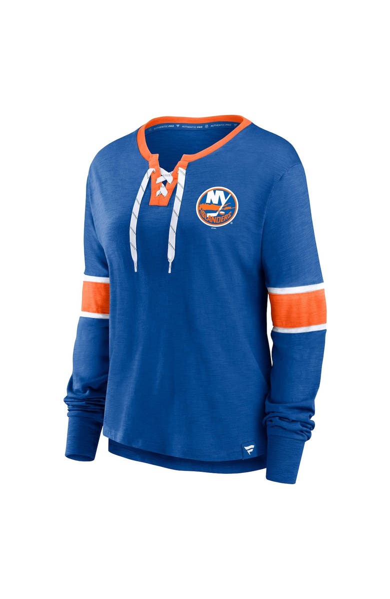 FANATICS Women's Fanatics Branded Royal New York Islanders Effervescent Exclusive Lace-Up Long Sleeve T-Shirt, Alternate, color, 