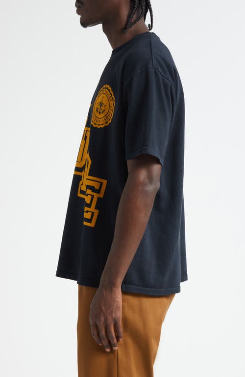 Rhude Oversized Crewneck T-shirt With Bold Front Print In Blue