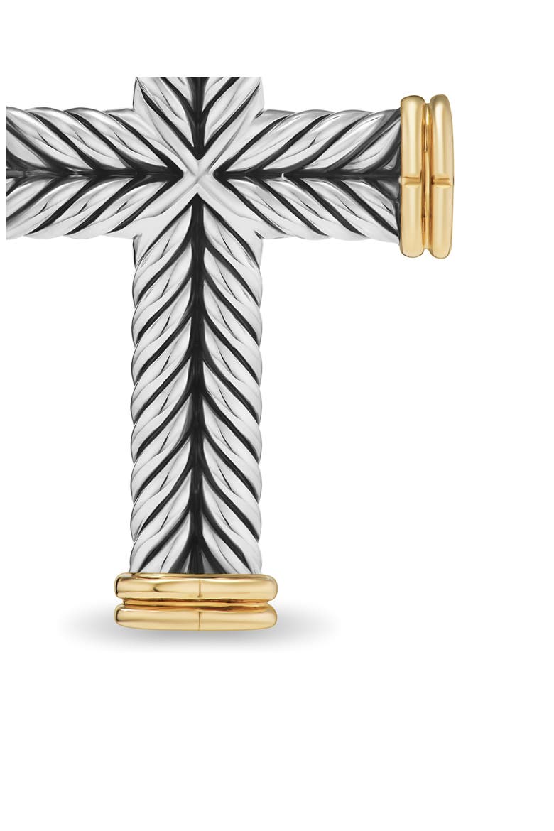 Men's Chevron Cross Pendant, 33.5mm, Alternate, color, STERLING SILVER AND 18K GOLD