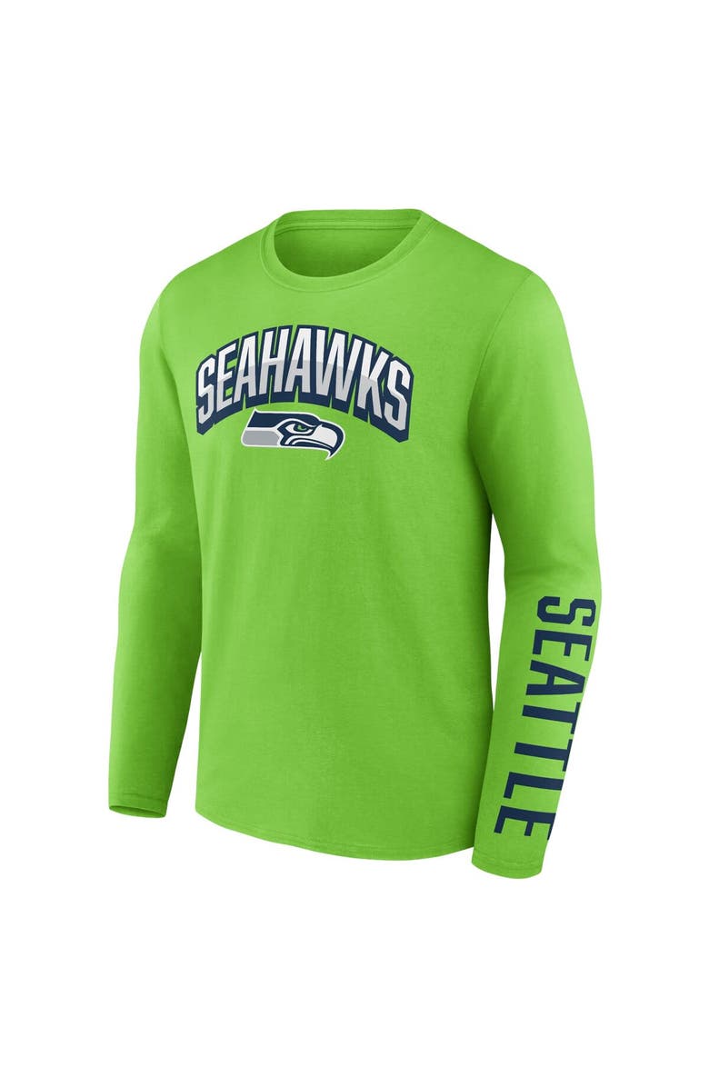FANATICS Men's Fanatics Branded Neon Green/College Navy Seattle Seahawks Long Sleeve T-Shirt & Cuffed Knit Hat Combo Pack, Alternate, color, 