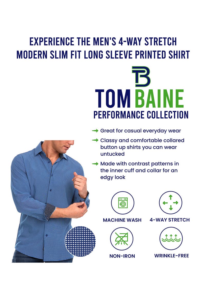 Regular Fit Performance Stretch Long Sleeve Button Front Shirt, Alternate, color, WHITE/RED