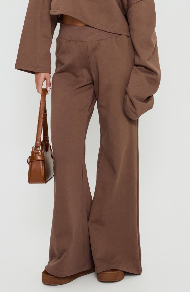 Princess Polly Peaks Wide Leg Sweatpants, Alternate, color, Cocoa