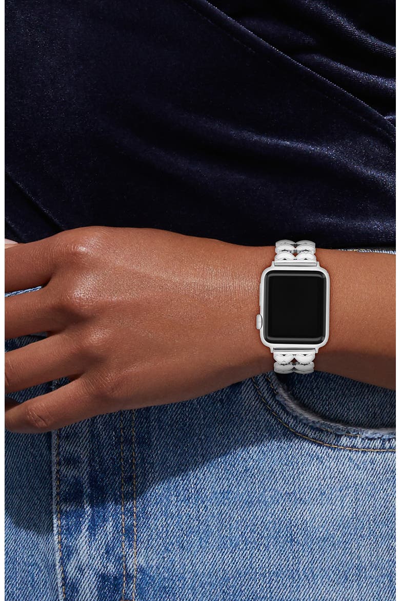 Stainless Steel 20mm Apple Watch® Bracelet Watchband, Alternate, color, SILVER