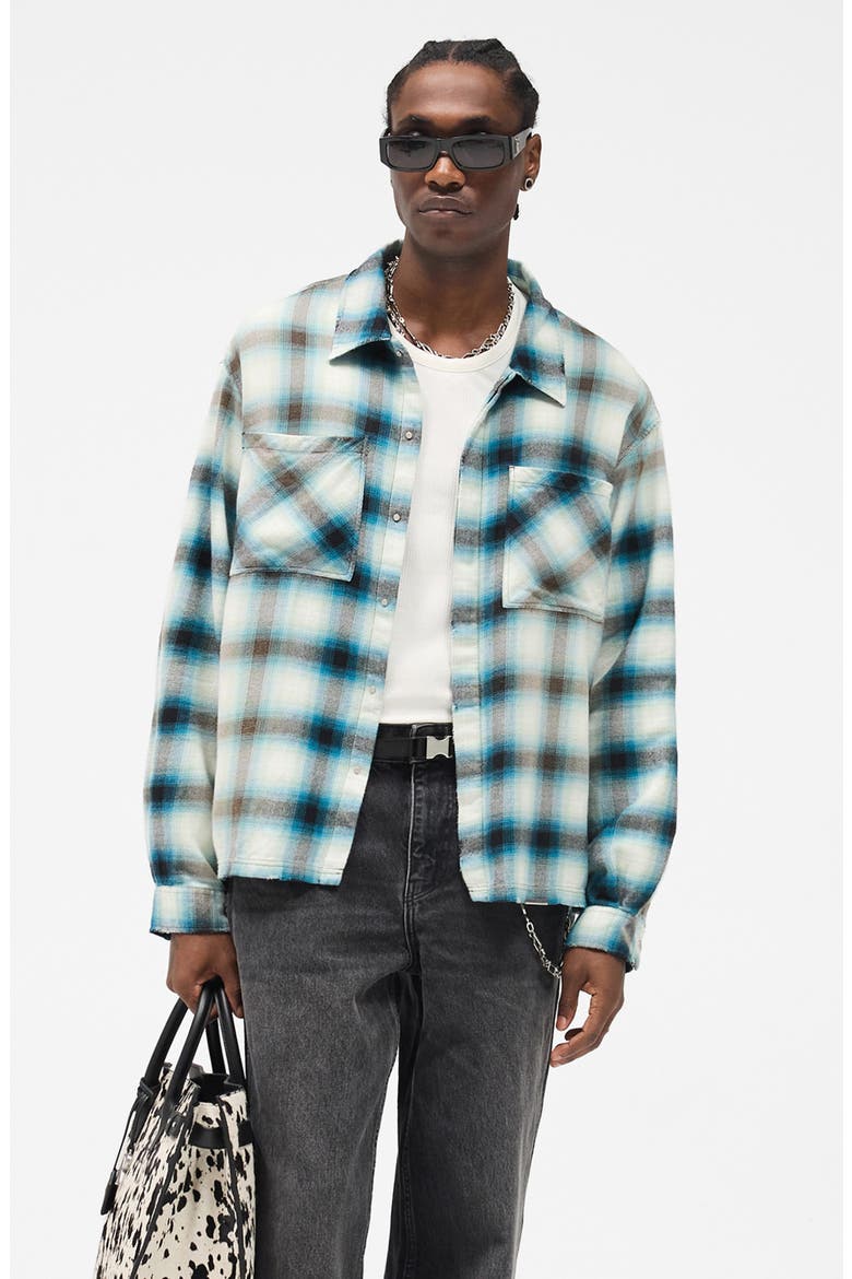 Sun Bleached Cotton Flannel Button-Up Shirt, Main, color, CLOUD