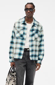 Represent Sun Bleached Cotton Flannel Button-Up Shirt