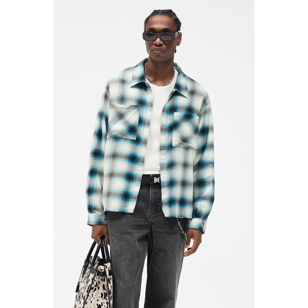 Represent Sun Bleached Cotton Flannel Button-up Shirt In Gray