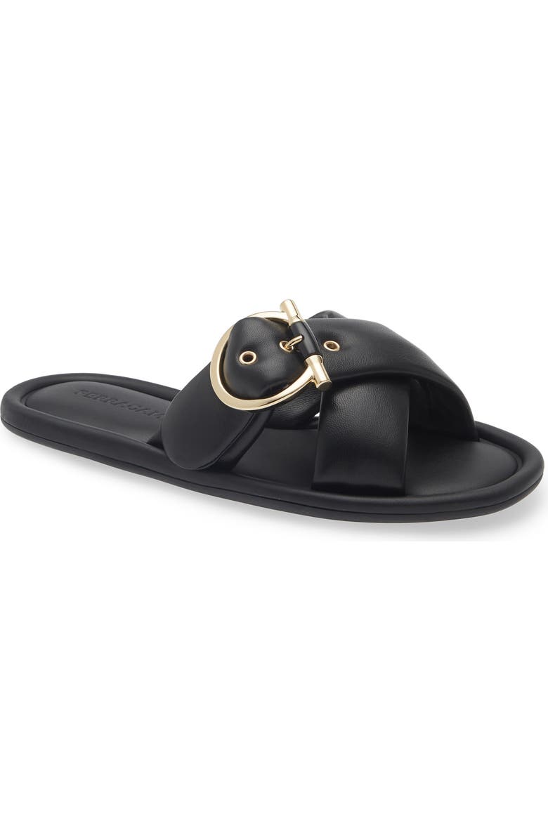 FERRAGAMO Elyzia Gancio Buckle Slide Sandal, Main, color, Black