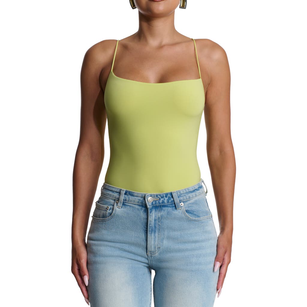 Naked Wardrobe Naked Camisole Thong Bodysuit In Green