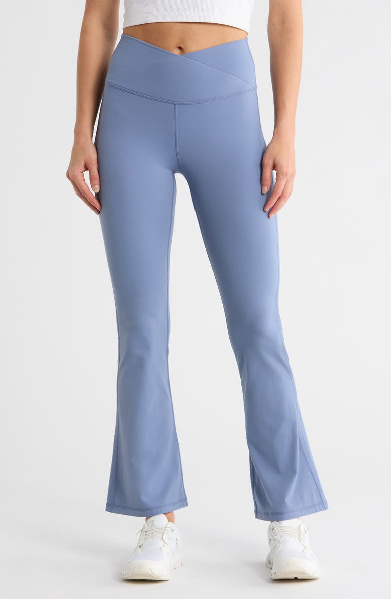 YOGALICIOUS Ultra Lush Madison Crossover Flare Leggings, Main, color, Symphony Blue