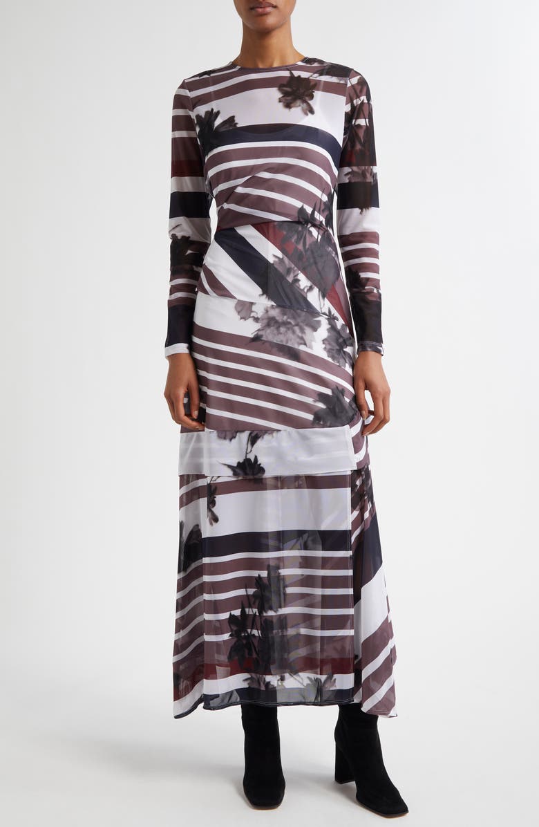 Reiss Chiara Print Mesh Long Sleeve Maxi Dress, Alternate, color, 