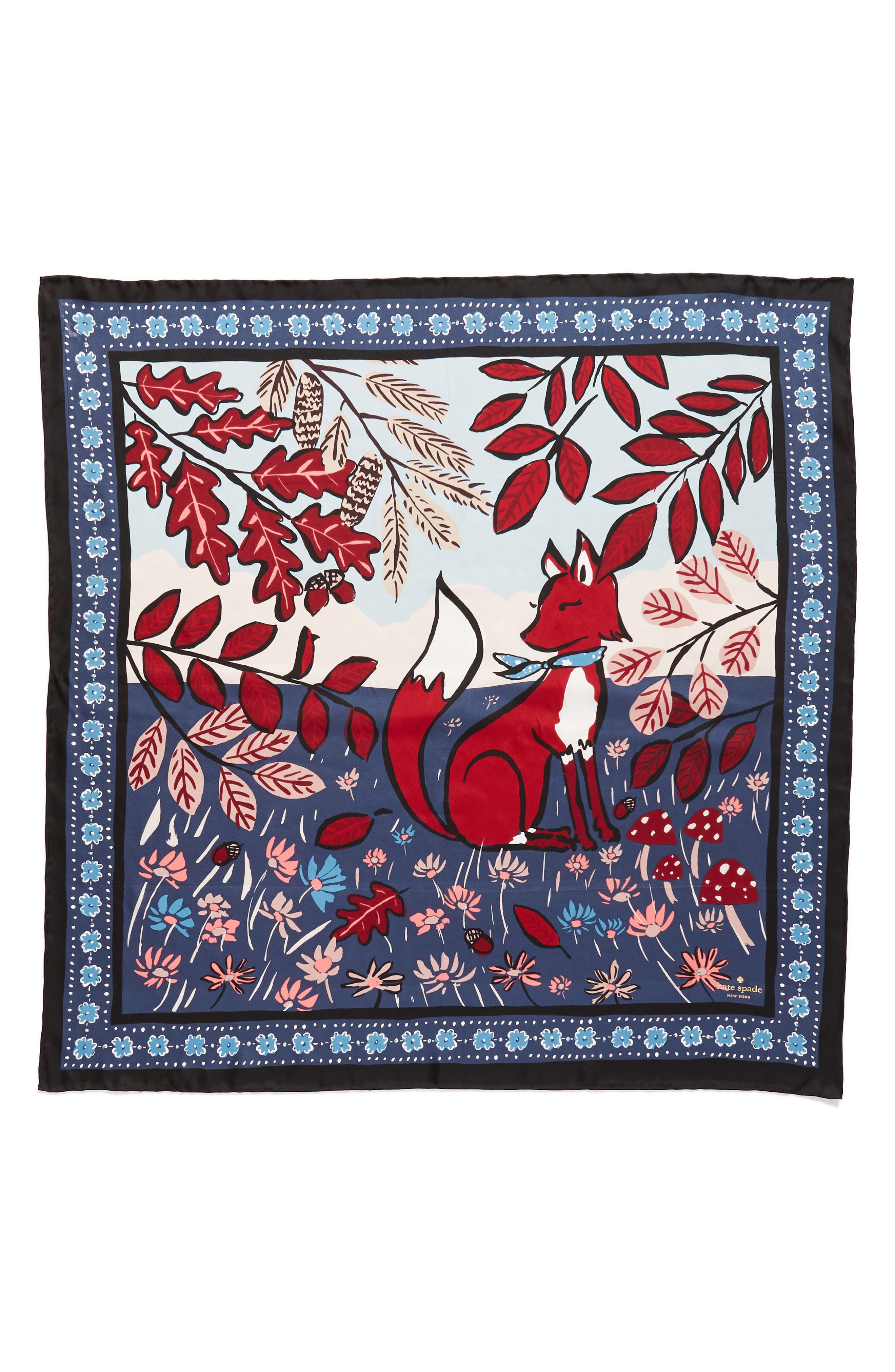 Kate Spade New York fox scene square silk scarf (Women) | Nordstrom