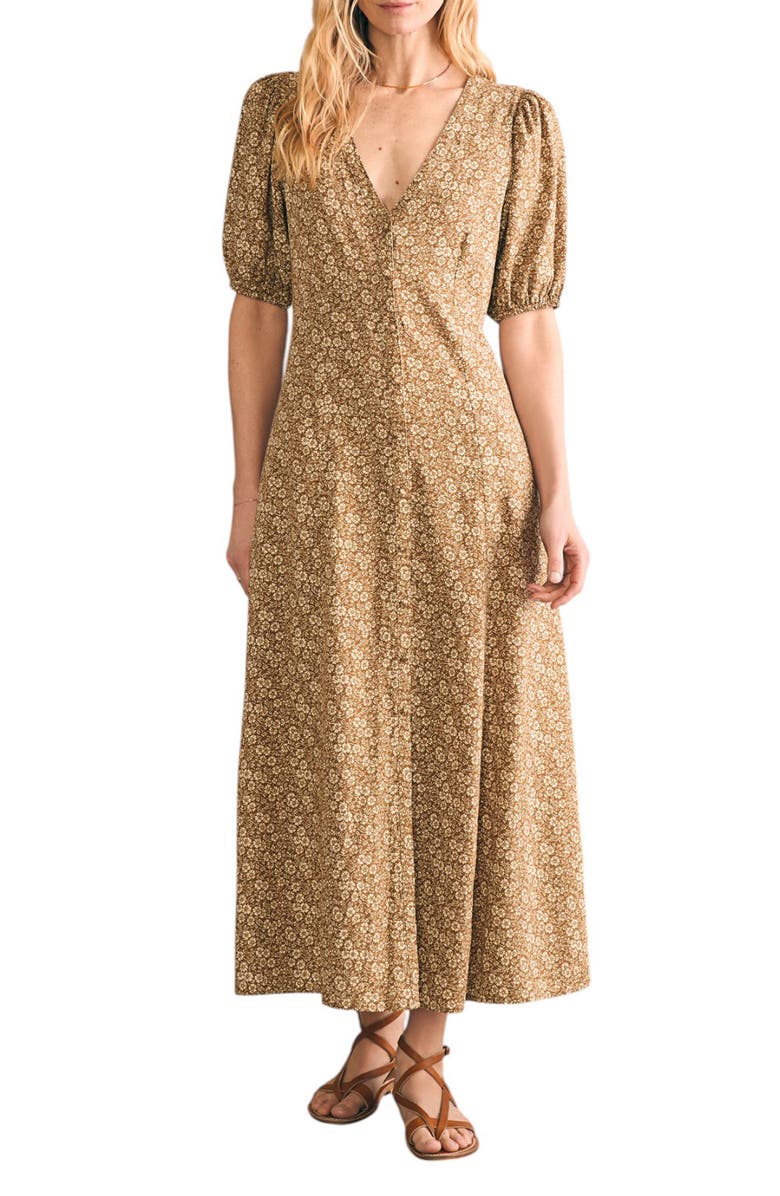 Faherty Havana Floral Linen Blend Maxi Dress, Main, color, 