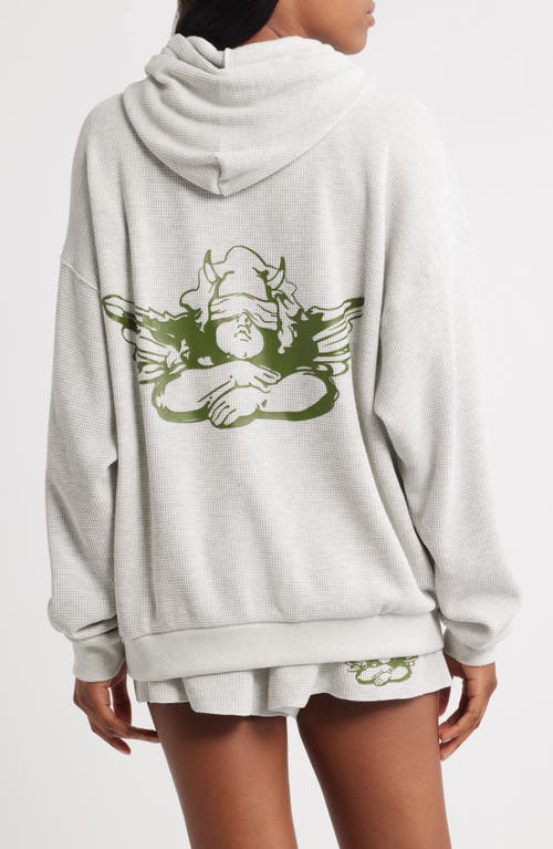 Boys Lie All Star Front Zip Waffle Stitch Hoodie In White