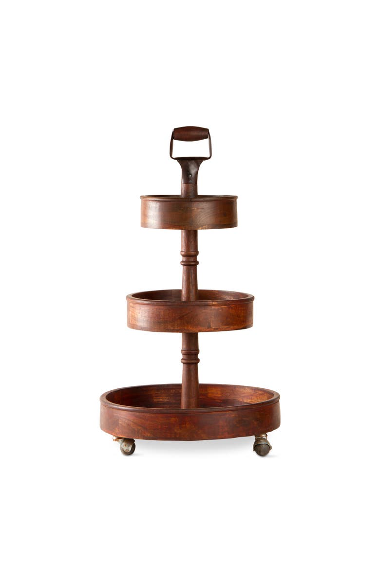 tag Chestnut 3 Tier Storage Shovel Handle Decorative Sculpture, Alternate, color, Brown