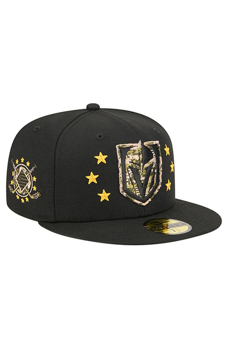 New Era Men's New Era Black Vegas Golden Knights Military Appreciation Digital Camo Stars 59FIFTY Fitted Hat, Main, color, Black