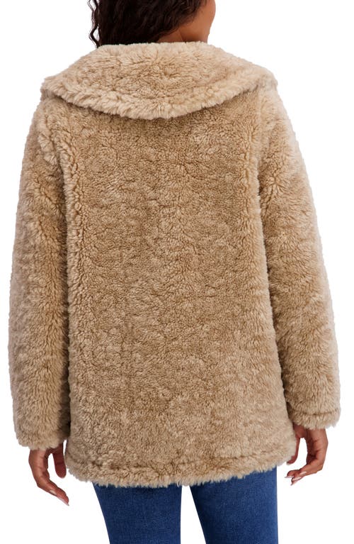 Kensie Faux Shearling Coat In Neutral