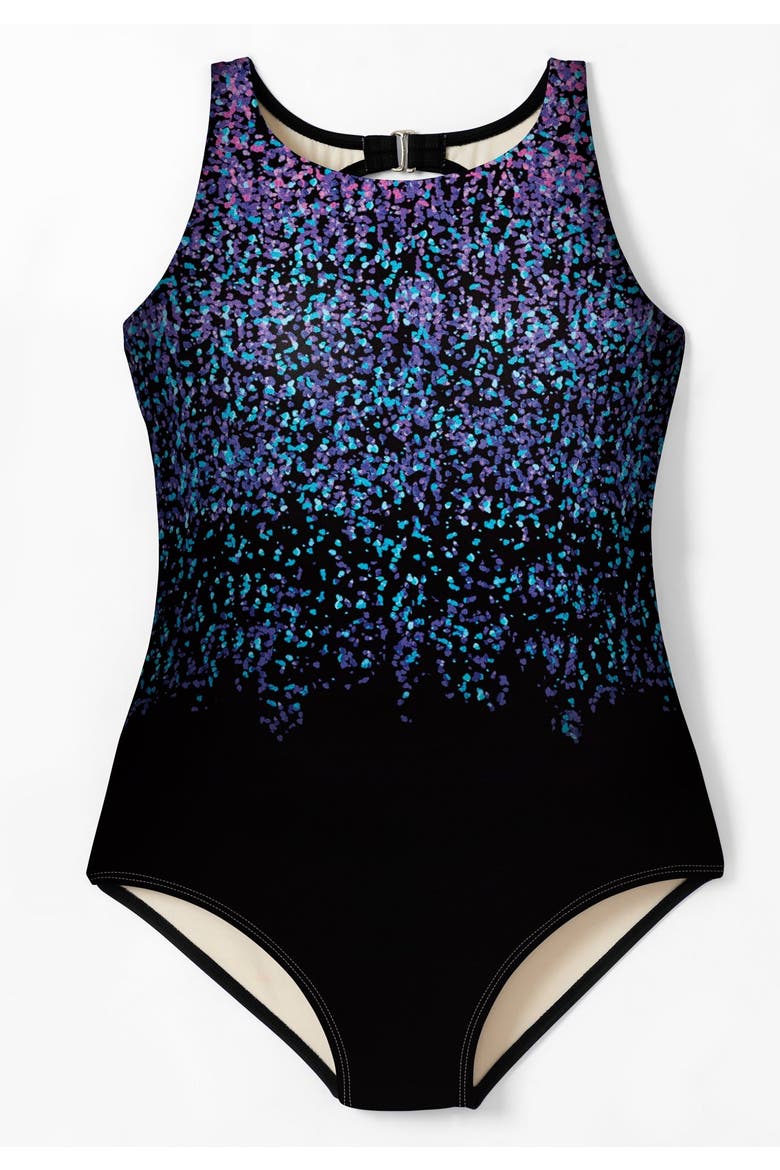 High Neck One Piece, Alternate, color, BLACK CONFETTI