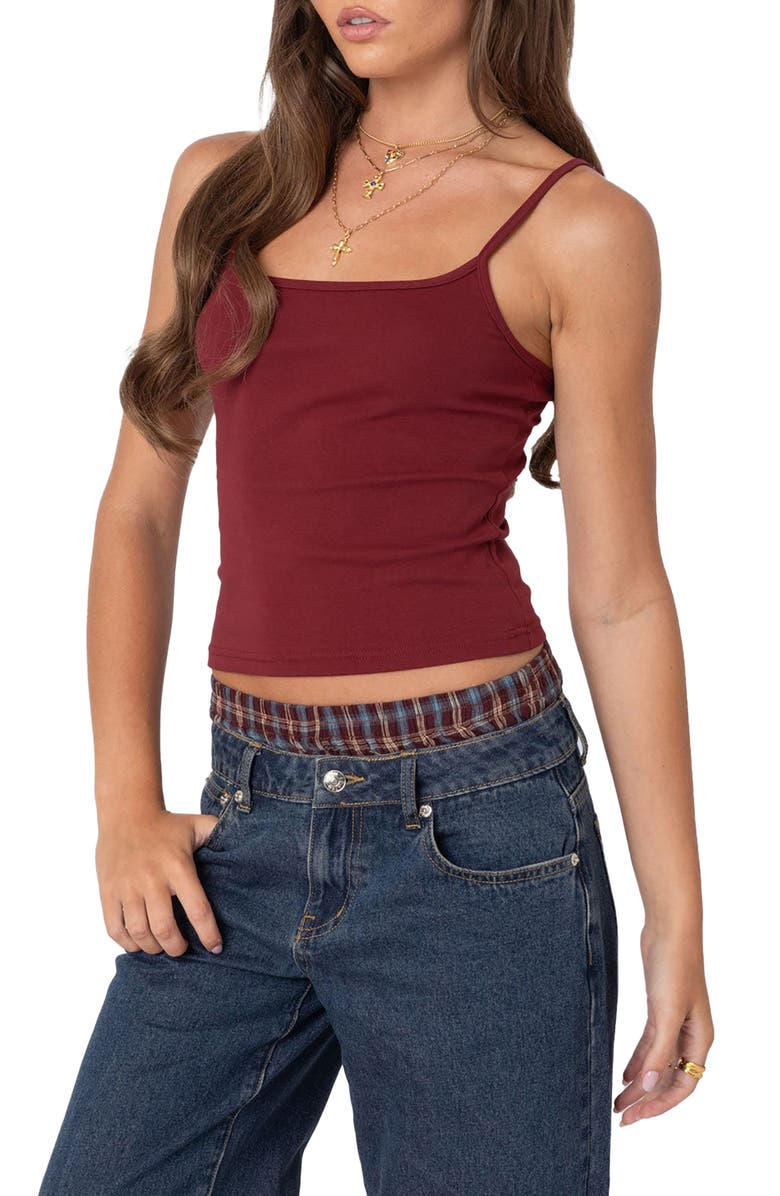 EDIKTED Deanna Crop Camisole, Alternate, color, Burgundy