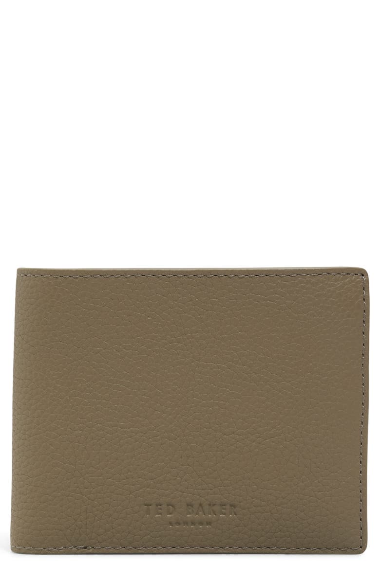 Ted Baker London Brockwell Pebbled Leather Bifold Wallet, Main, color, Sage