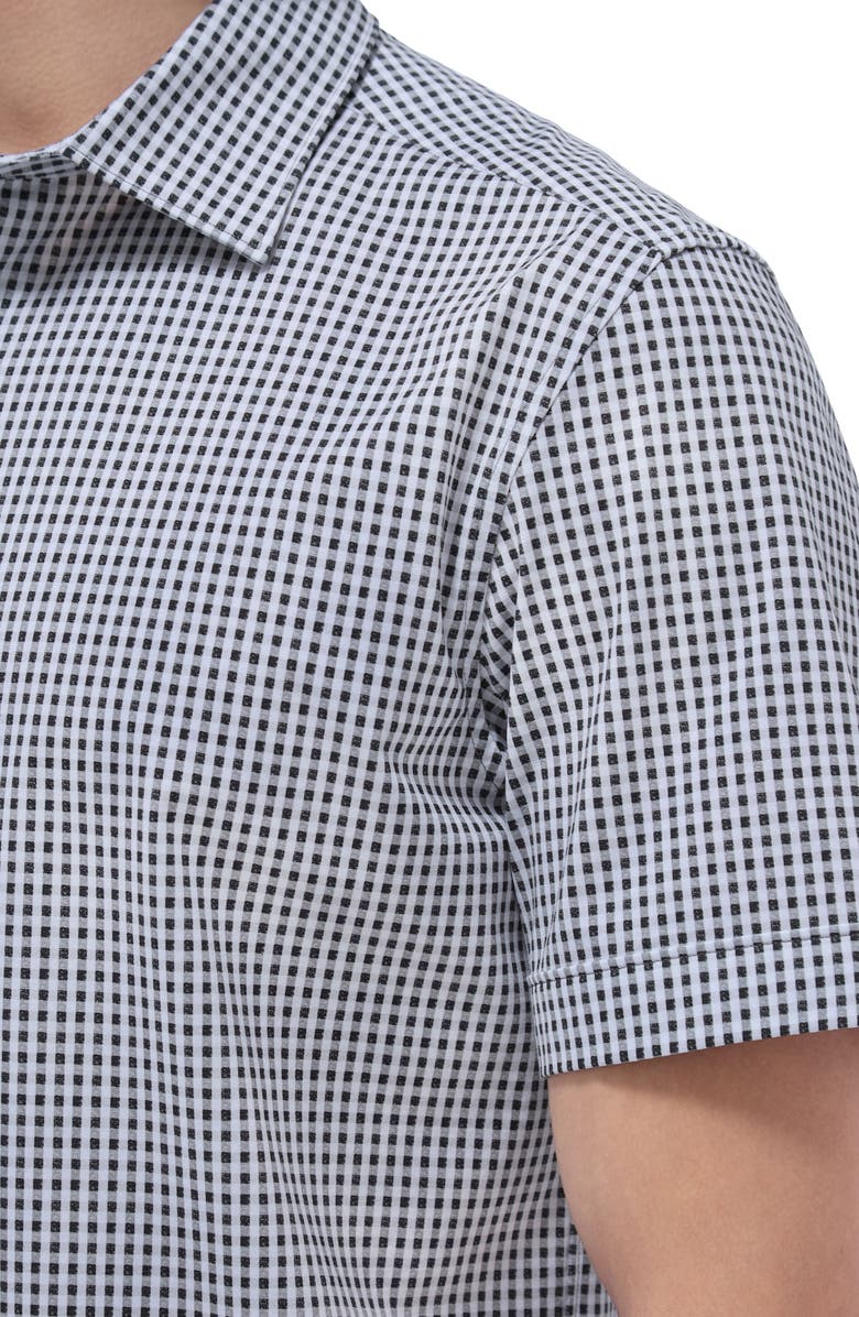 Bugatchi Miles OoohCotton<sup>®</sup> Gingham Short Sleeve Button-Up Shirt, Alternate, color, Black