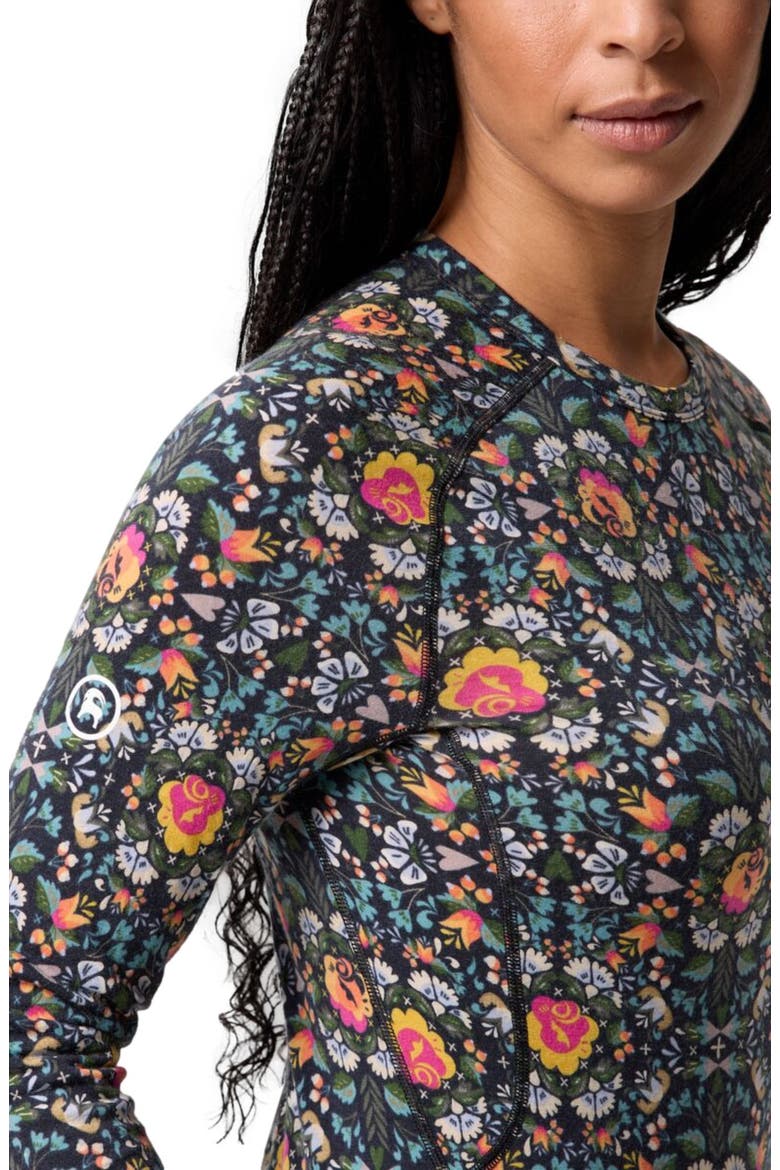 Cedars Rws Merino Lt-Wt Baselayer Crew Top - Women's, Alternate, color, Tyrol Floral Print
