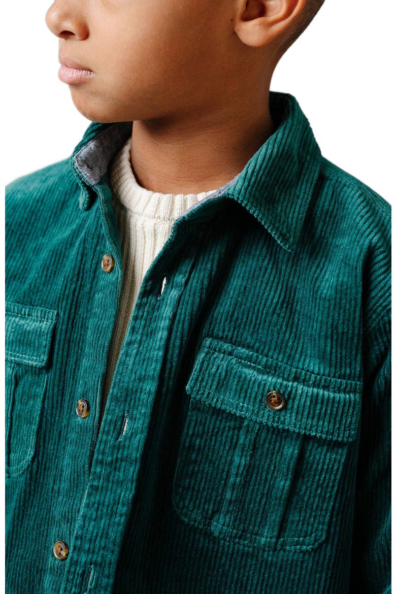 Boys' Organic Corduroy Flap Pocket Shirt, Kids, Alternate, color, Deep Green Cord