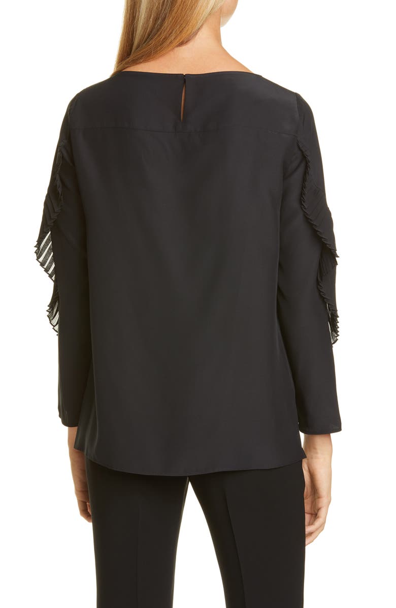 Lafayette 148 New York Alessia Pleated Detail Silk Blouse, Alternate, color,