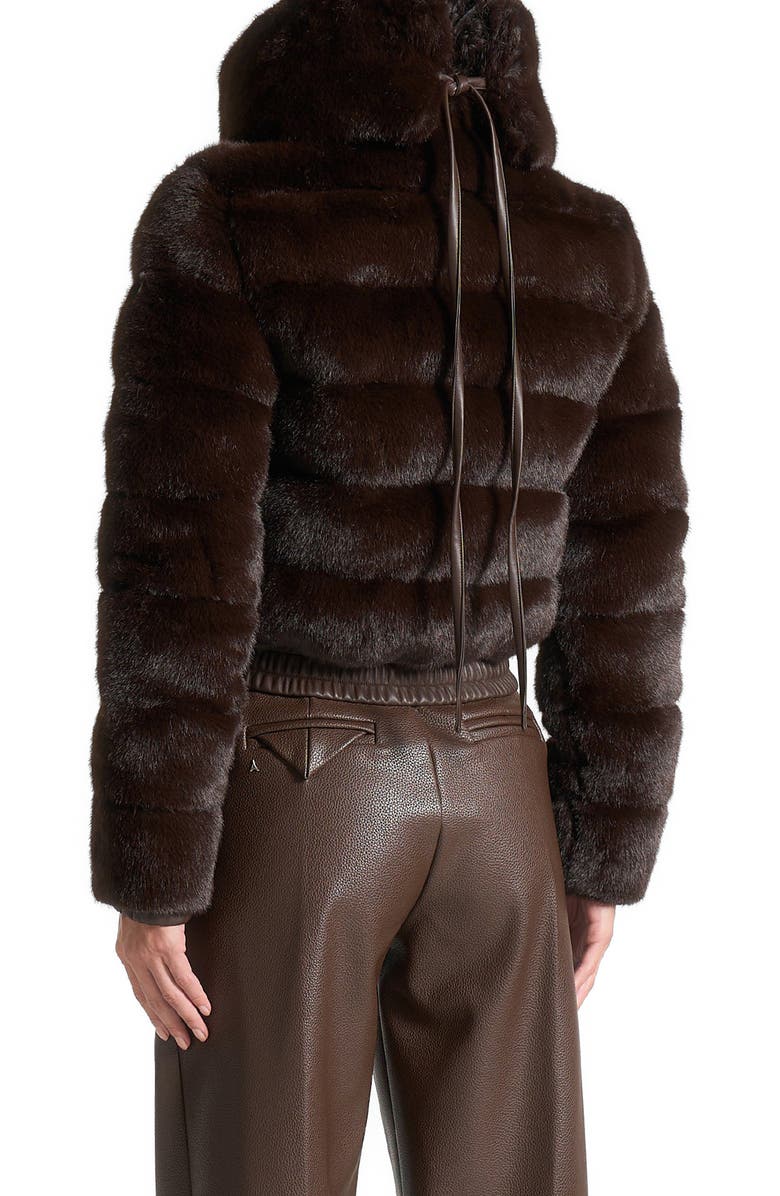 Manière De Voir Ama Plush Ribbed Jacket with Neck Scarf, Alternate, color, Brown