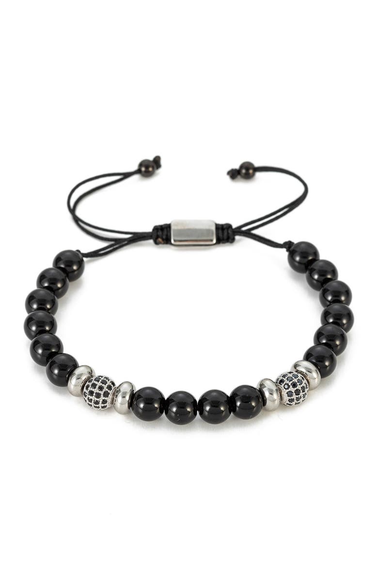 EYE CANDY LOS ANGELES Charles Stretch Beaded Agate Bracelet, Main, color, Black