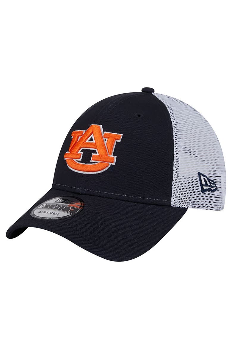 Men's New Era Navy Auburn Tigers Trucker 9FORTY Adjustable Hat, Main, color, Navy