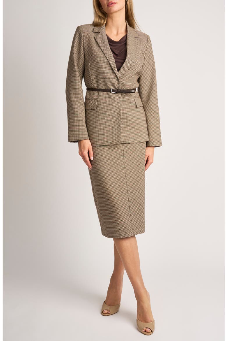 Belted Houndstooth Blazer, Alternate, color, TOBACCO BROWN