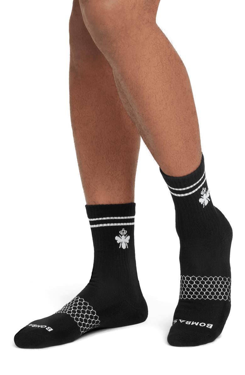 Bombas Core Original Half Calf Socks, Alternate, color, Black/ White