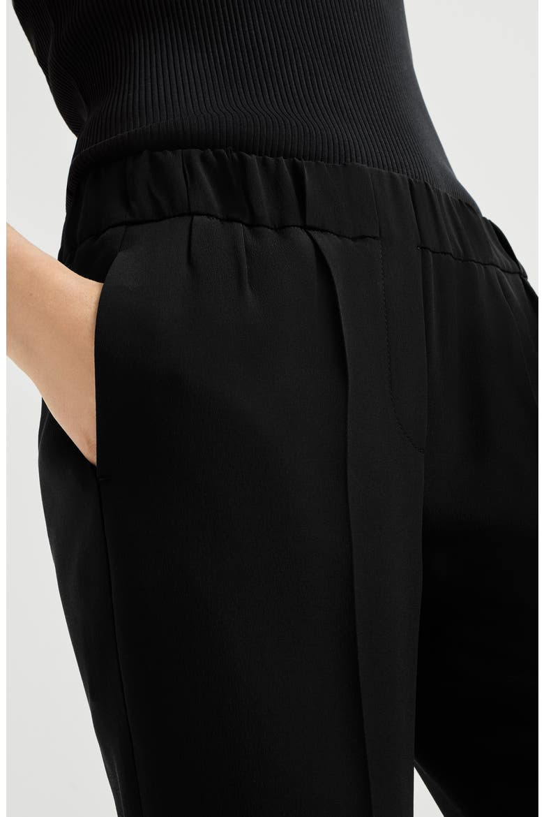 Silk and acetate crêpe cady tailored jogger trousers, Alternate, color, Black