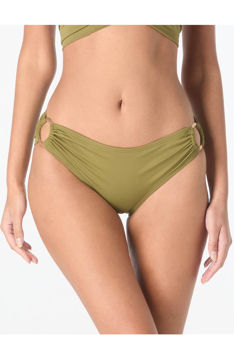 Carmen Marc Valvo Side Ring Bikini Bottom, Main, color, Olive