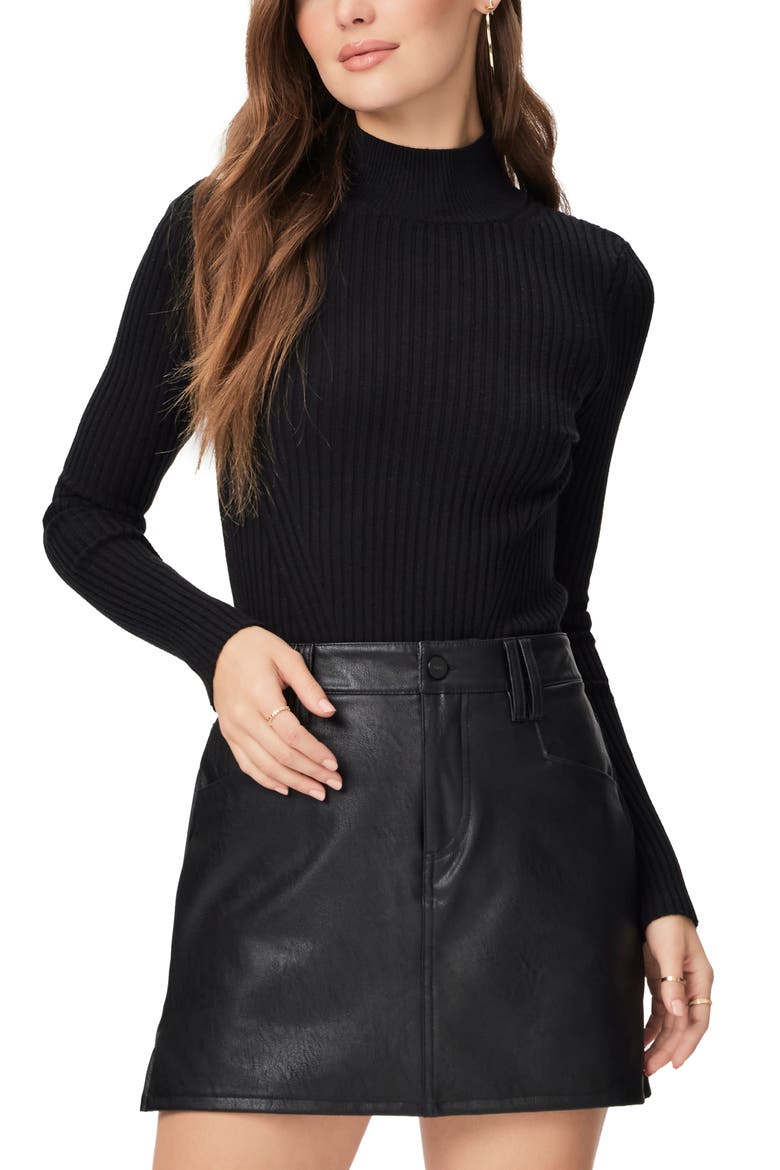 Tarra Faux Leather Miniskirt, Alternate, color, BLACK