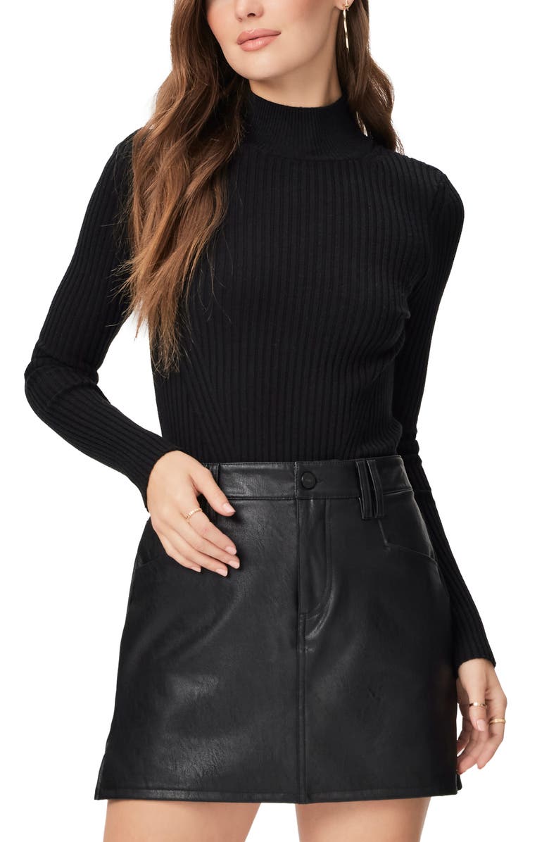 PAIGE Tarra Faux Leather Miniskirt, Alternate, color, Black