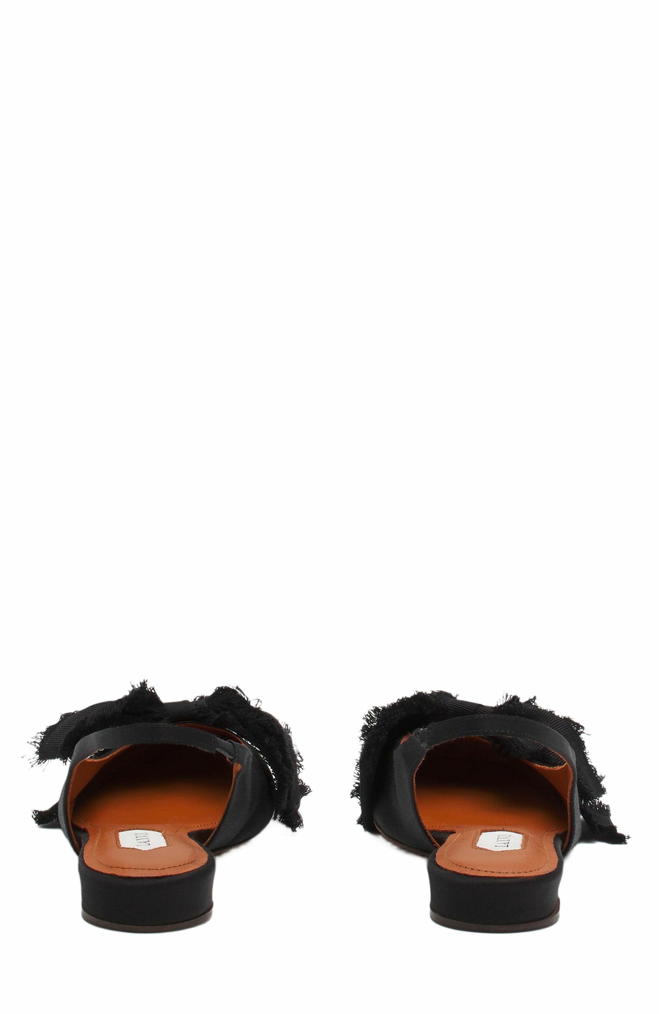 Lanvin Slingback Ballerina Flat In Satin, Alternate, color, Black