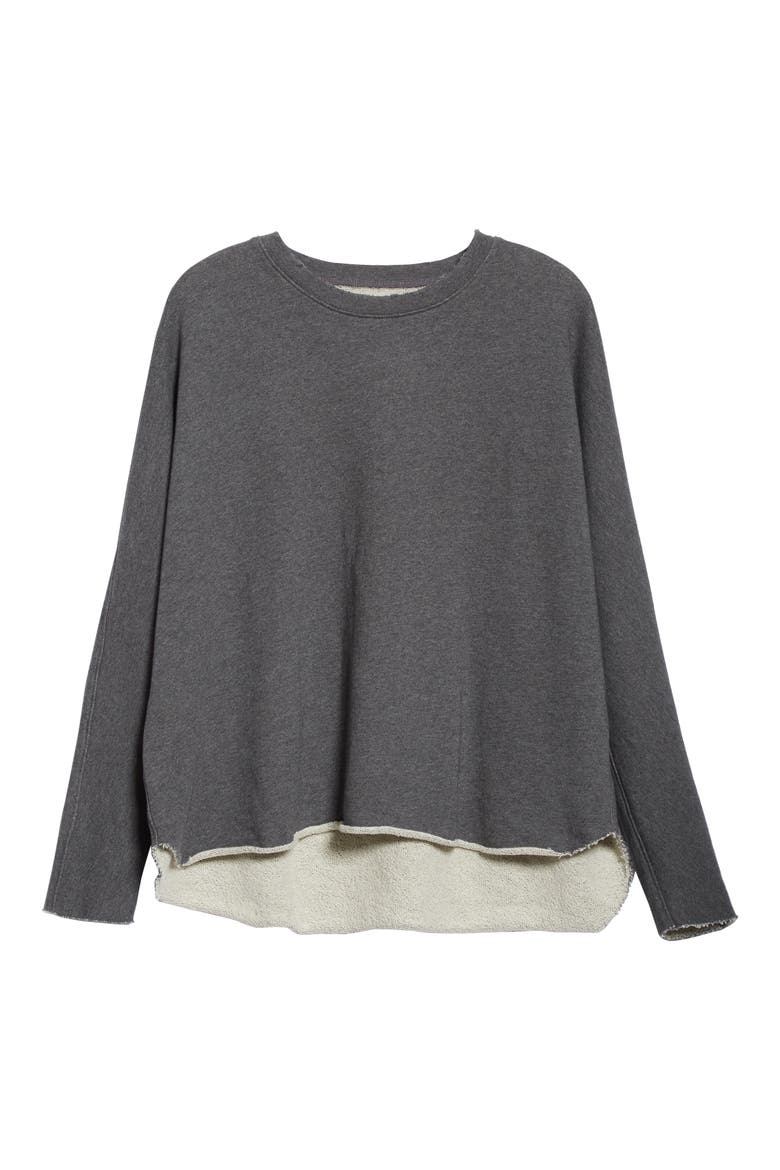 Anna Long Sleeve Capelet Sweatshirt, Alternate, color, DARK GREY MELANGE